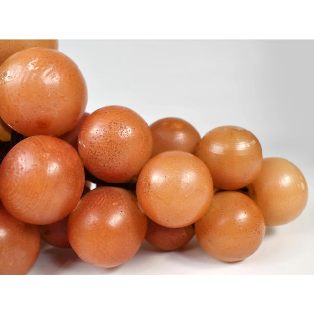 Wood Mid 20th Century Italian Natural Alabaster Stone Grape Cluster With Natural Grape Vine For Sale - Image 7 of 11