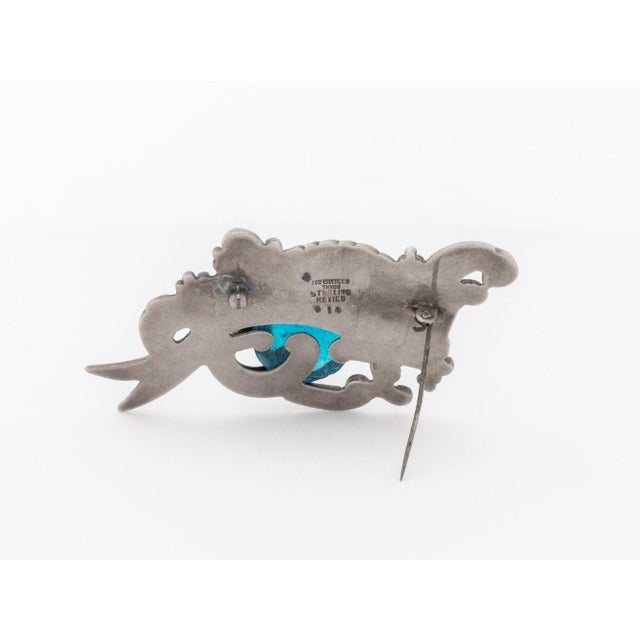 Metal Los Castillo 925 Silver Glass Aquatic Motif Pin For Sale - Image 7 of 9