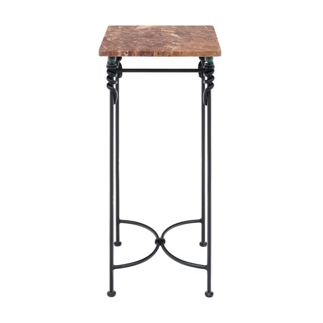 Mid-Century Modern Vintage French Side Table, Iron and Marble For Sale - Image 3 of 9