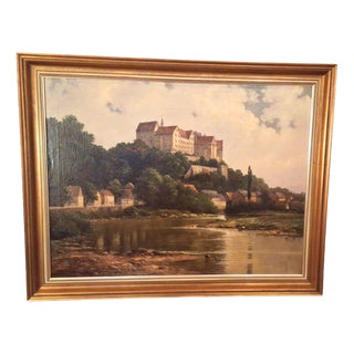 Franz Becker, Colditz Castle, 1926, Oil Painting on Canvas For Sale