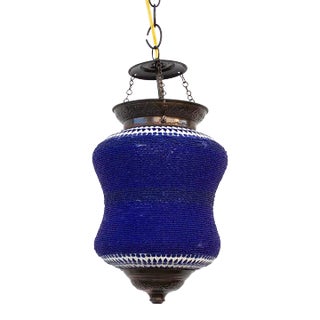 Blue Beaded Pendant Lamp For Sale