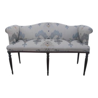 Late 20th Century Small-Scale Custom Upholstered Chippendale Camelback Settee For Sale