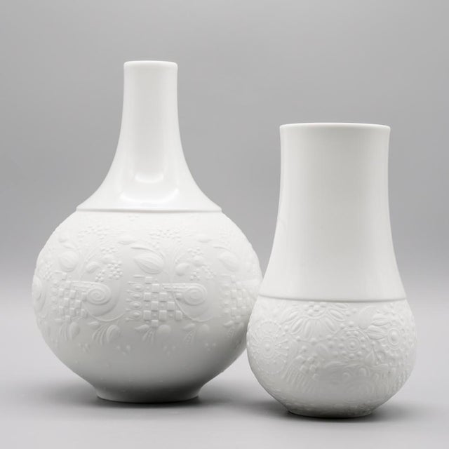 1960s Relief Porcelain Vase Duo by Bjørn Wiinblad for Rosenthal, 1968, Set of 2 For Sale - Image 5 of 14