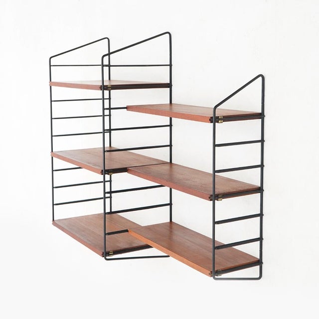 Black Vintage Wall-Mounted Bookcase, 1960s For Sale - Image 8 of 14