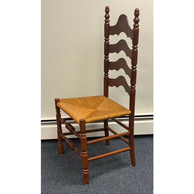 1980s Late 20th Century Ladderback Rush Seat Dining Chairs - Set of 6 For Sale - Image 5 of 12