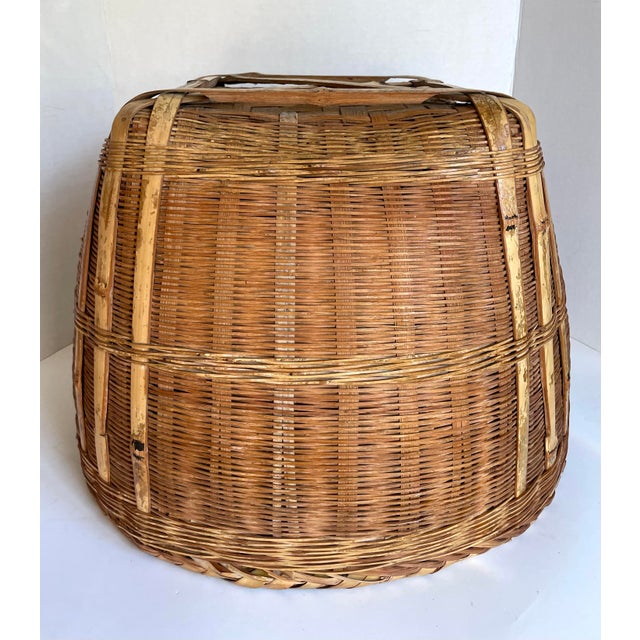 1960's Asian Wicker and Bamboo Basket Made in the People's Republic of China For Sale - Image 11 of 12