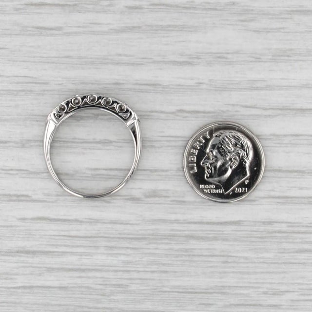 2010s Vintage 0.21ctw Diamond Wedding Band 14k White Gold 5-Stone Size 8.25 For Sale - Image 5 of 8