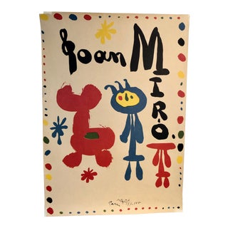 1955 Modern Joan Miro Print Poster Made for Galerie Maeght Paris Printed Signature Pari Miro For Sale