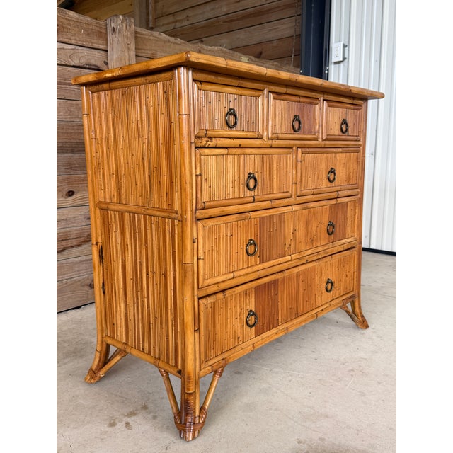 Coastal Organic Modern Split Rattan Chest of Drawers by Milling Road for Baker For Sale - Image 9 of 12