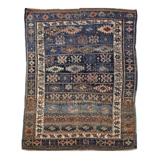 19th Century Caucasian Shahsavan Tribal Area Rug, Allover Geometric Pattern, 5’ x 6’ For Sale