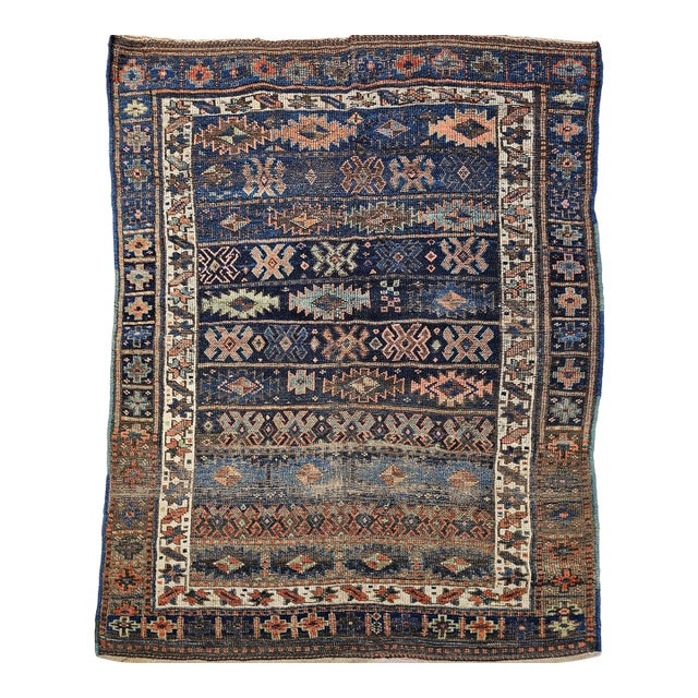 19th Century Caucasian Shahsavan Tribal Area Rug, Allover Geometric Pattern, 5’ x 6’ For Sale