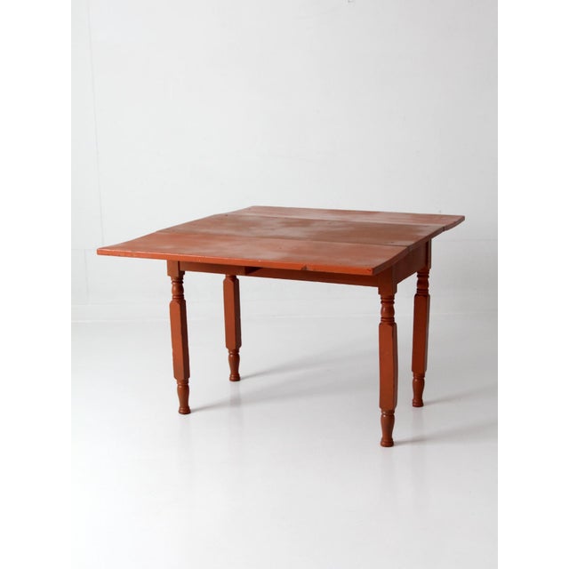 Farmhouse Antique Painted Primitive Drop Leaf Table For Sale - Image 3 of 18