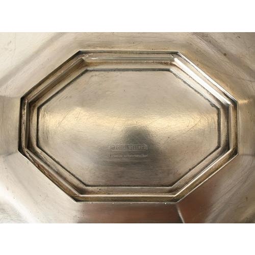 Art Deco Geometric Silver-Plated and Wood Centerpiece attributed to Original Wellner, 1930s For Sale - Image 9 of 13