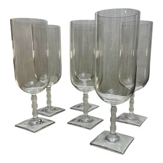 1990s Mikasa Viewpoint Iced Tea Glasses - Frosted Cube Stem - Set of 6 For Sale