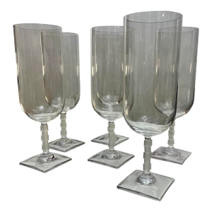 1990s Mikasa Viewpoint Iced Tea Glasses - Frosted Cube Stem - Set of 6