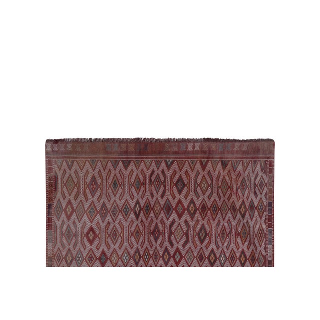 Mid-Century Modern Vintage Turkish Jajim Kilim Rug 5'9'' X 8'2'' For Sale - Image 3 of 11