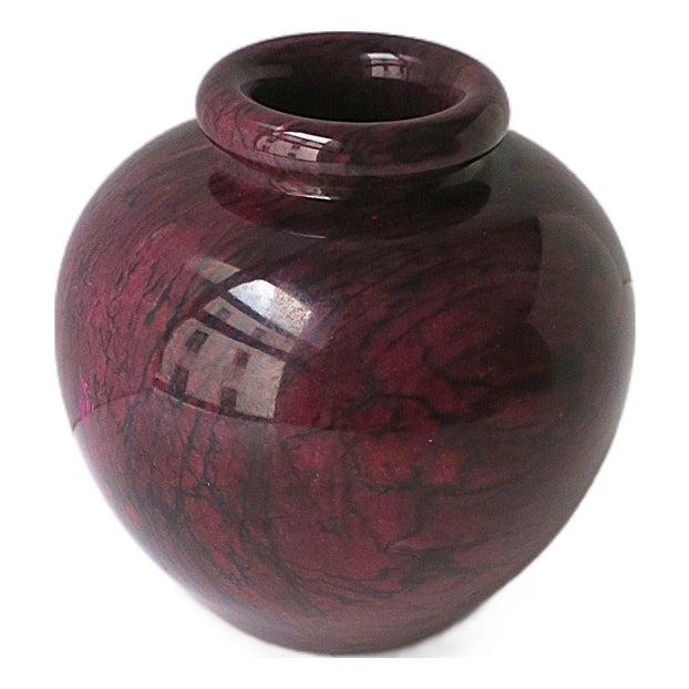Italian Marble Red Burgundy Urn Vase For Sale