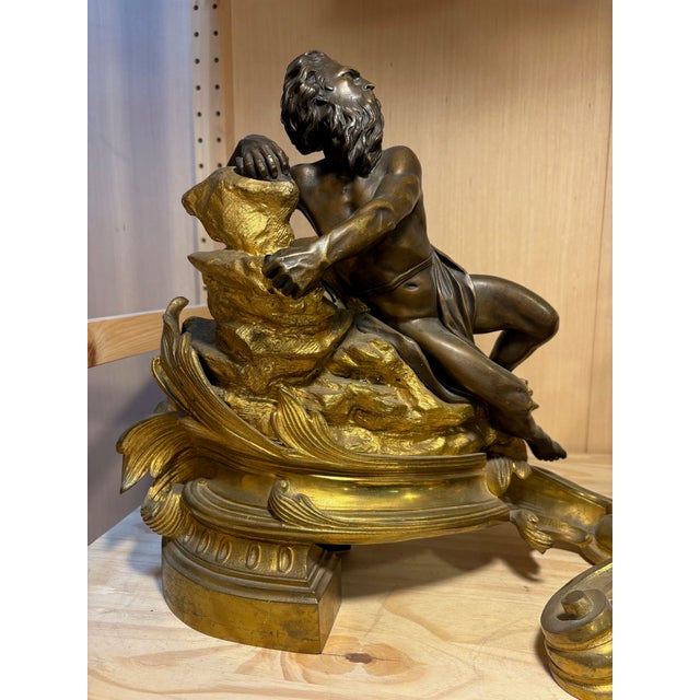 18th C. French Louis XV Gilt and Bronze Chenets Andirons-a Pair For Sale - Image 4 of 11