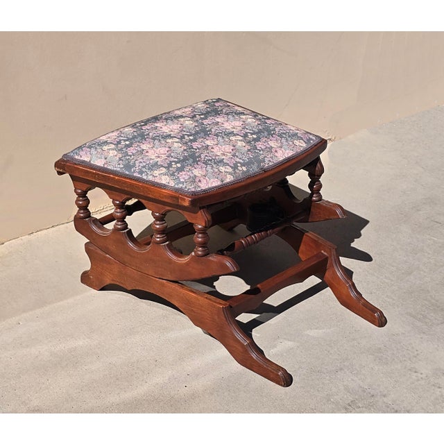 Victorian Vintage Rocking Ottoman Bench Victorian Style For Sale - Image 3 of 12