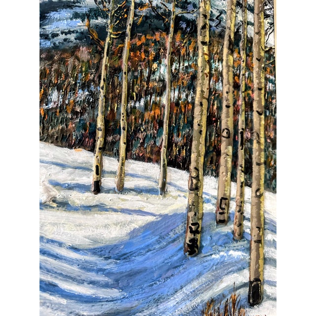 Wood 1980s Original Signed J. Pohr Winter Landscape Painting Framed For Sale - Image 7 of 11