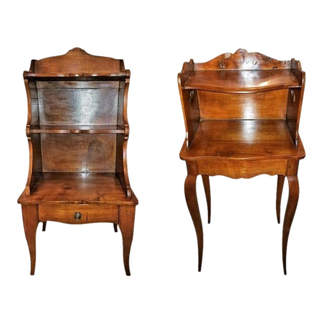 Pair of 18c Country French Cherrywood Open Shelved Side Tables For Sale