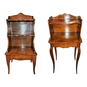 Pair of 18c Country French Cherrywood Open Shelved Side Tables
