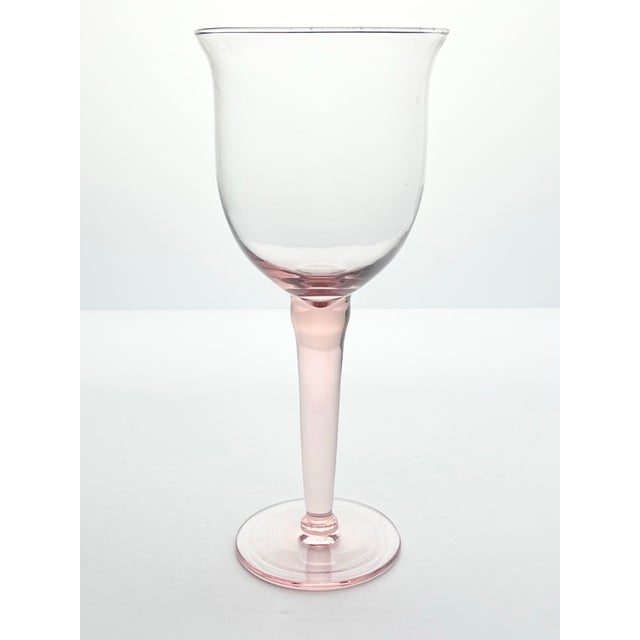Contemporary 1980s Vintage Blush Pink Blown Large Wine or Water Glasses - Set of 4 For Sale - Image 3 of 5