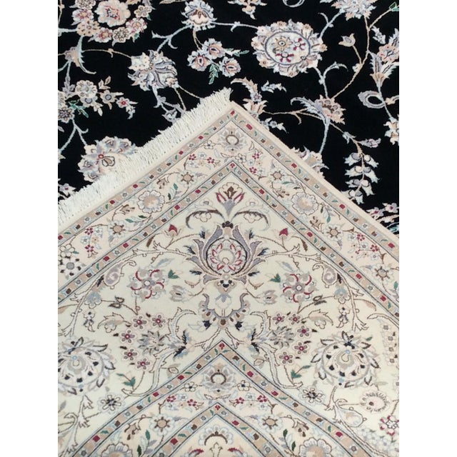 2020s Persian Nain Silk & Wool Black Area Rug- 8' 5" X 11' 6" For Sale - Image 5 of 6