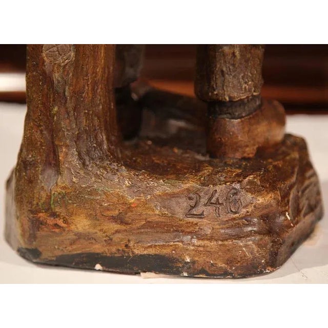 Brown 19th Century Belgium Polychrome Terracotta Sculpture For Sale - Image 8 of 10