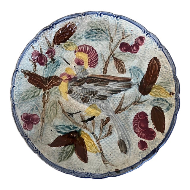 Wasmuel Majolica Plate / Bowl, Belgium, 1890's For Sale