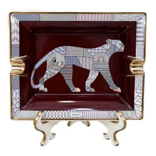 Hermès Mosaic Leopard Bone China Ashtray & Trinket Dish For Sale