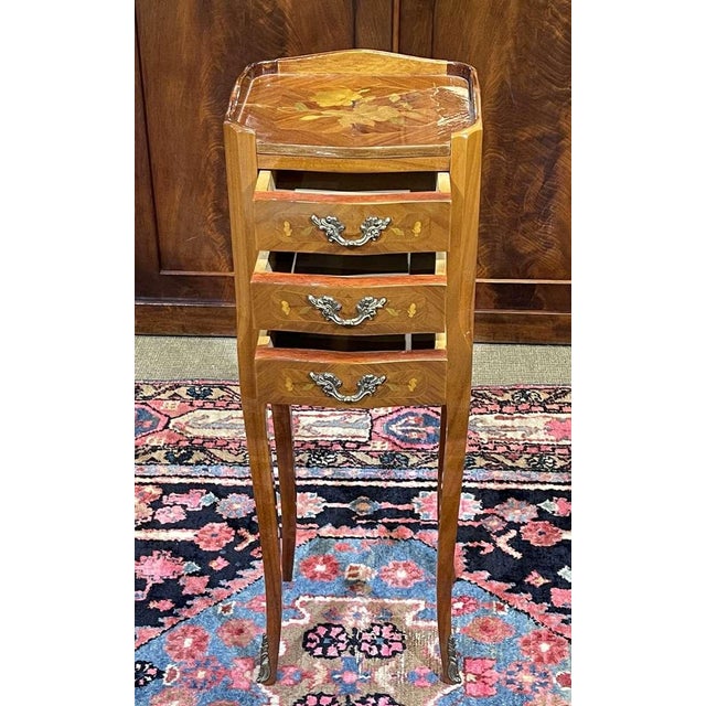 Wood Louis XV Bedside Table in Rosewood and Oak, 1970s For Sale - Image 7 of 9