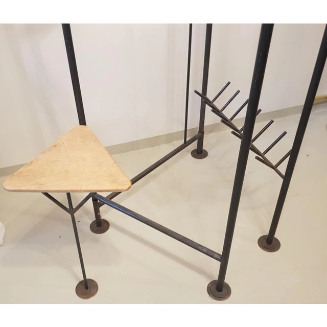 Contemporary Adjustable Hallway Coat Rack in Raw Iron For Sale - Image 3 of 5