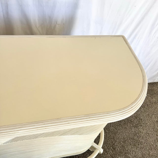 Late 20th Century Vintage Boho Chic Wavy Pencil Reed Dry Bar For Sale - Image 5 of 12