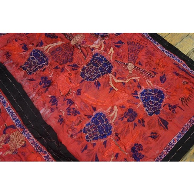 Late 19th Century Antique Silk Chinese Embroidery Features an Elegantly Styled Geometric For Sale - Image 5 of 6