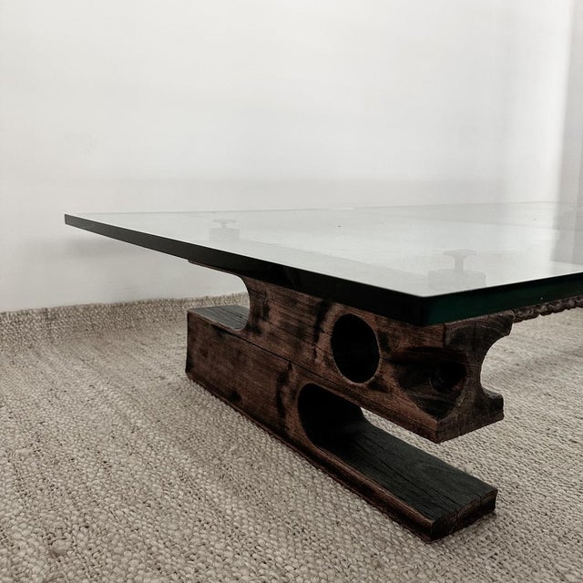 Vintage Brutalist Glass and Bronze Coffee Table For Sale - Image 4 of 10