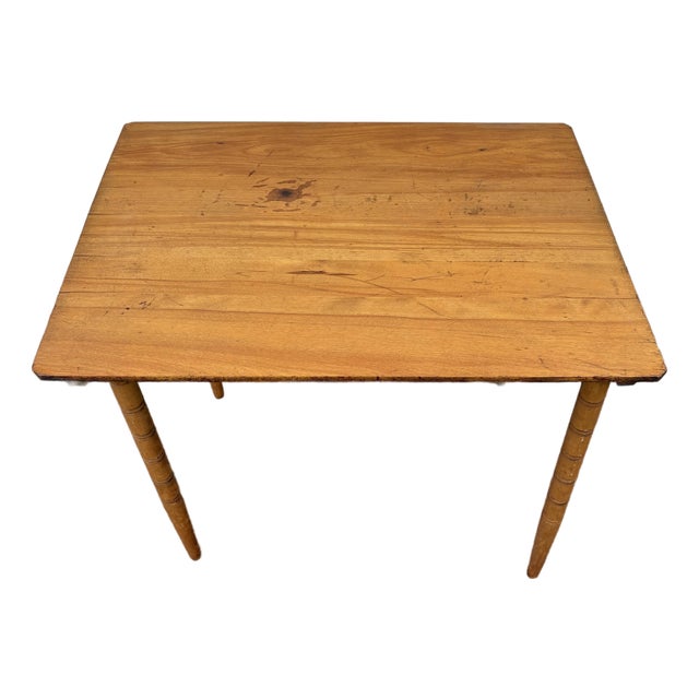 Late 19th Century Antique American Folding Sewing Table With Faux Bamboo Legs For Sale