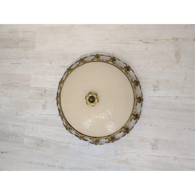 1960s Antique Palace Ceiling Lamp in Glass and Brass, 1970 For Sale - Image 5 of 15