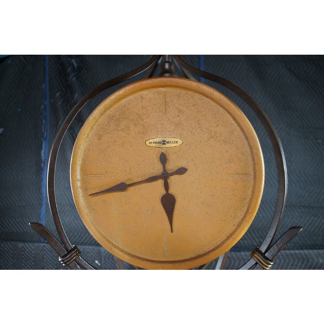 Late 20th Century Howard Miller 615-004 Vercelli Floor Grandfather Clock Iron Scrollwork Cast Stone For Sale - Image 5 of 12