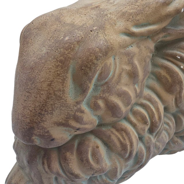 Vintage Ceramic Long-Haired Bunny Rabbit Figurine – Brown Lop Ear 15 Inch For Sale - Image 9 of 13