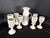 This is a beautiful set of handmade pottery. It is rare full drink set that includes a large lidded pitcher SEVEN stemmed...