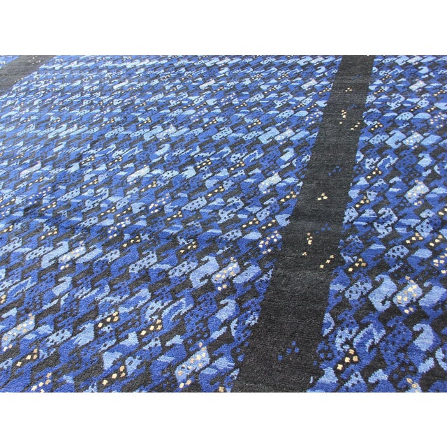 2020s Large Blue Swedish Pile Rug in Blue by Keivan Woven Arts 10'2"x13'9 For Sale - Image 5 of 13