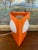 1970s Space Age Triangular Table Lamp in Orange Plastic With White Glass Domes. For Sale - Image 10 of 10