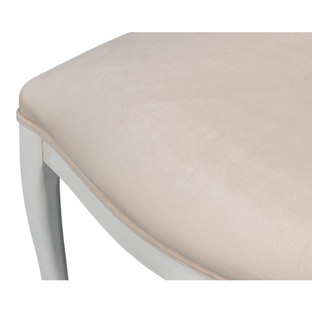 Cane Back Dining Chairs in White with Taupe Velvet, Sets of 2 For Sale - Image 9 of 11