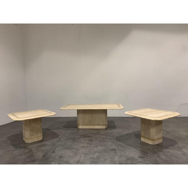 1980s Vintage Travertine Coffee and Side Tables, 1980s, Set of 3 For Sale - Image 5 of 9