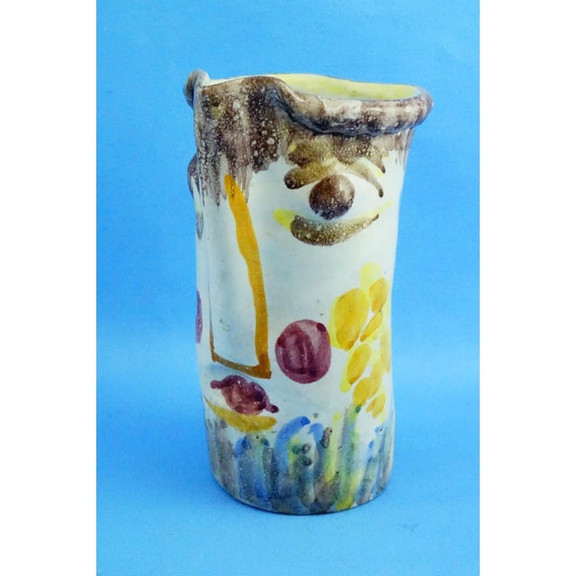 Green 20th Century Cubist Anthropomorphic Vase attributed to Guido Gambone for Cas Solimene Vietri, 1940s For Sale - Image 8 of 18