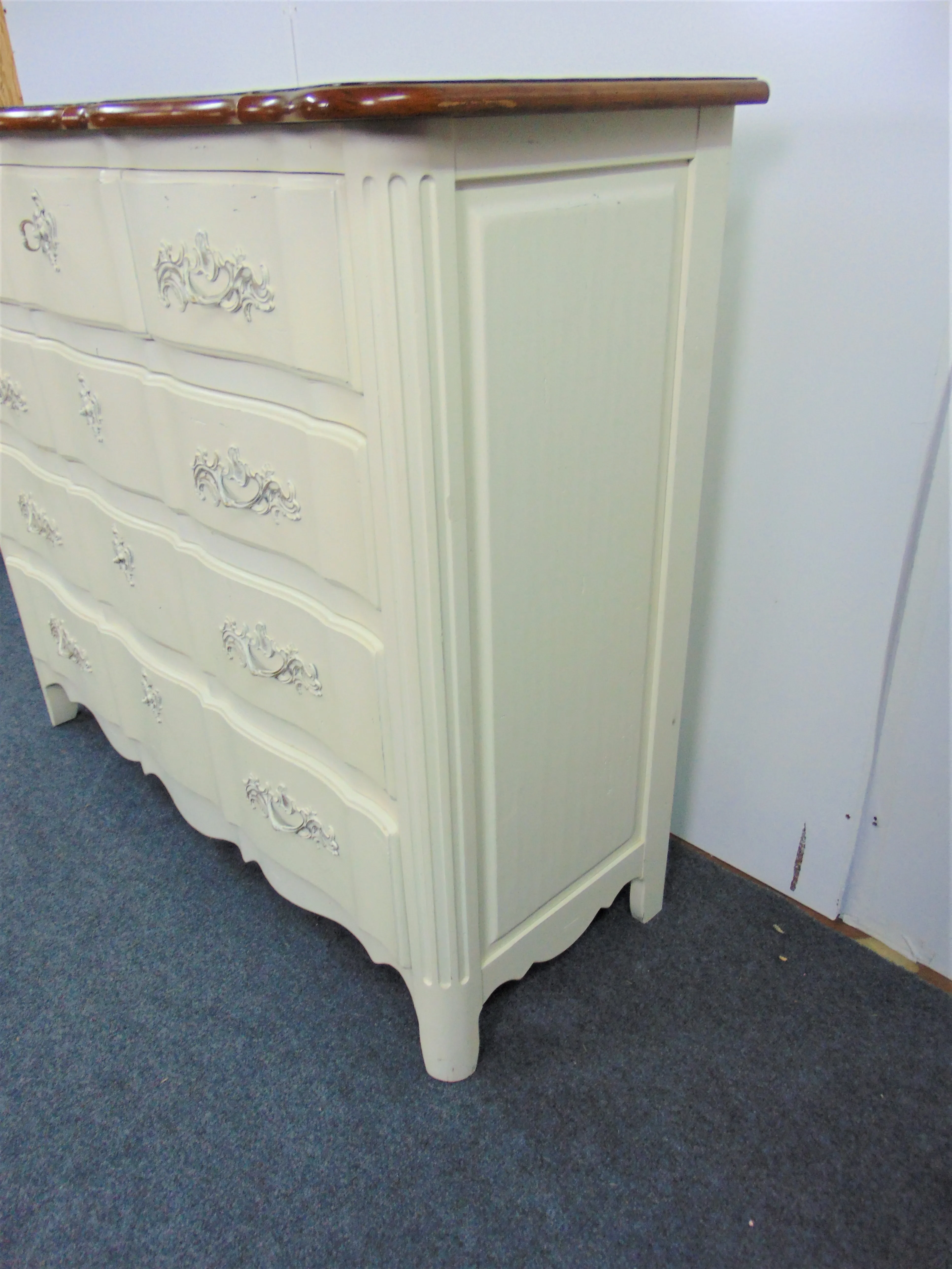 Century Country French Cream & Cherry Dresser | Chairish