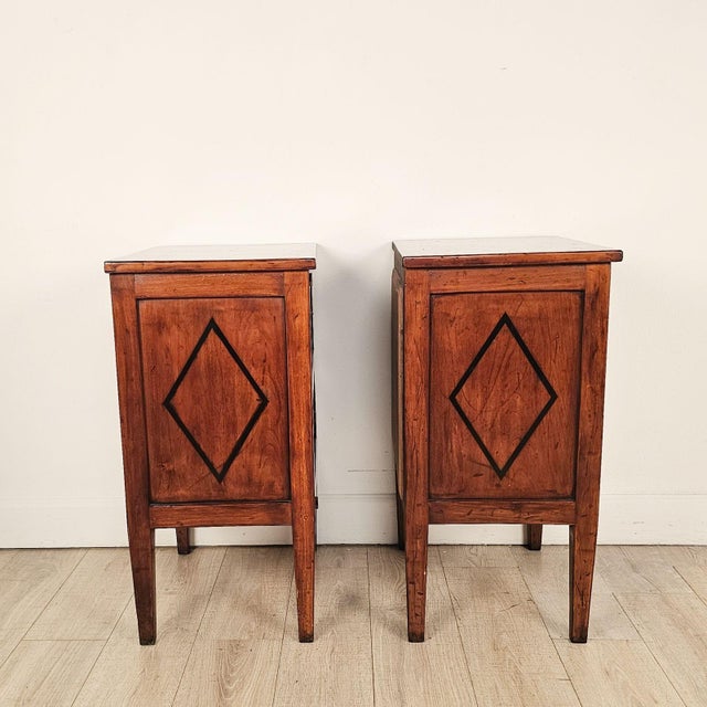 Pair of Italian Small Commodes in Cherry For Sale - Image 4 of 8