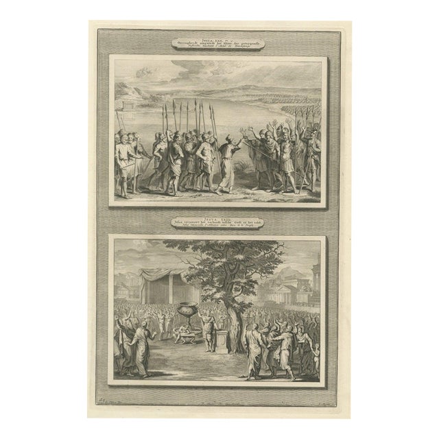 Pieter Mortier, The Altar of Witness and Joshua Renews the Covenant, 1700, Engraving For Sale