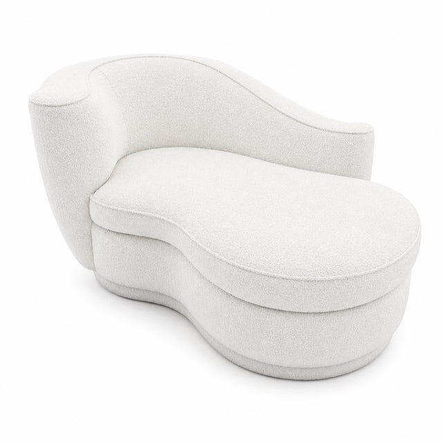 1980s Vladimir Kagan Style Chaise Lounge Post Modern White Boucle For Sale - Image 5 of 6